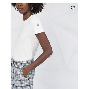 Moncler Girocollo tee shirt with sleeve patch in white cotton